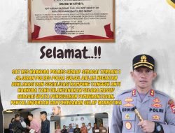 Dibawah Kepemimpinan Kapolres Sidrap, Kasat Narkoba Terima Penghargaan Terbaik 1 Dalam Kegiatan Deklarasi dan Sosialisasi Kampung Tangguh Anti Narkoba