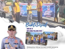 Hari ke-12 Ops Zebra Pallawa 2023, Waka Polres Sidrap Bersama Personel Sat Lantas Bagi Sembako ke Petugas Kebersihan
