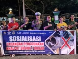 Sat Lantas Polres Sidrap Sosialisasi Pelarangan Penggunaan Knalpot Brong