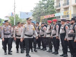 Kapolres Pelabuhan Makassar Pimpin Apel Pergeseran Pasukan Pengamanan Pemilu 2024