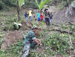Menjaga Alam,Koramil 1409-04/Tinggimoncong Karya Bakti Penanaman Pohon Bersama Warga