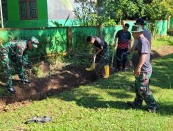 Atasi Genangan Air Satgas TMMD 119 Buat Saluran Air di SD Panaikang