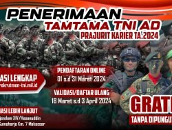 Pendaftaran Tamtama PK TNI AD Reguler dan Khusus TA 2024 Kini Telah Dibuka Di Wilayah Kodam XIV/Hsn