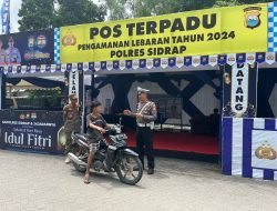 Pada Arus Balik Lebaran, Unit Kamsel Sat Lantas Polres Sidrap Melakukan Penerangan Keliling