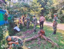 Peduli Lingkungan Koramil 1409-02/Parangloe Laksanakan Karya Bakti Pembersihan Saluran Air
