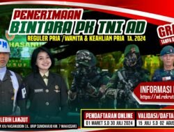 Pendaftaran Calon Bintara PK TNI AD Reguler Pria/Wanita dan Keahlian Pria TA. 2024 Telah Resmi Dibuka di Wilayah Kodam XIV/Hsn