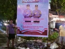 Cegah Golput , Jaga Kamtibmas, Polres Pelabuhan Makassar Pasang Spanduk Imbauan di Sejumlah Titik