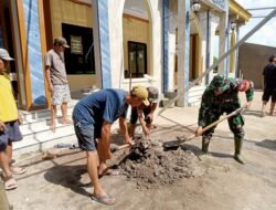 Babinsa Koramil 1409-08/Bontonompo Bersama Warga Kerja Bakti Bangun Masjid