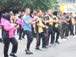 Senam Kompak! Polres Pelabuhan Makassar Olahraga Bersama Masyarakat, TNI dan Kejaksaan