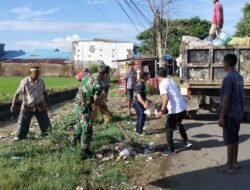 Wujud Sinergi Babinsa dan Aparat Desa, Karya Bakti Bersihkan Jalan Poros Panciro Tanetea