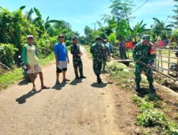 Ciptakan Lingkungan Bersih dan Aman, Danramil Pallangga Gelar Karya Bakti Bersama Warga Bontocinde