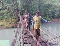 Aksi Kemanunggalan Babinsa: Sertu Abdul Aziz Dampingi Warga Seberangi Jembatan Gantung Buakkang