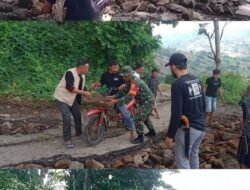 Percepat Roda Ekonomi, Babinsa Kodim 1409/Gowa dan Warga Karya Bhakti Perbaiki Jalan Poros Biringbulu