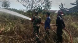 Sigap! Babinsa Koramil Bontomarannu Kodim 1409/Gowa dan Damkar Gowa Berjibaku Padamkan Kebakaran Lahan di Pabrik Hilon