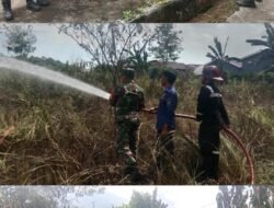 Sigap! Babinsa Koramil Bontomarannu Kodim 1409/Gowa dan Damkar Gowa Berjibaku Padamkan Kebakaran Lahan di Pabrik Hilon