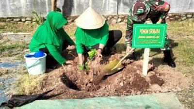 Peringati HUT Ke-80, Persit KCK Cabang XXVI Kodim 1409/Gowa Gelar Karya Bakti Penanaman Pohon di Bontomarannu