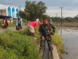 Wujudkan Lingkungan Asri, Babinsa Kodim 1409/Gowa Pimpin Karya Bakti di Jalan Poros Pallangga