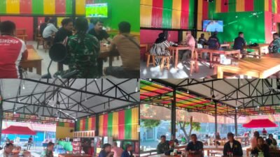 Dua Titik Kemeriahan: Personel Kodim 1409/Gowa Gelar Nobar Bola Gembira Piala Dunia 2026 Bersama Warga