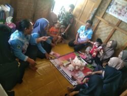Perangi Stunting, Babinsa Koramil 1409-05/Pallangga Dampingi Pelayanan Posyandu Balita di Desa Tinggimae