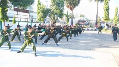 Tingkatkan Kemampuan Bela Diri, Kodim 1409/Gowa Laksanakan Latihan Pencak Silat Milter