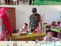 Kawal Pemenuhan Gizi Siswa, Babinsa Koramil 06 Bajeng Kodim 1409/Gowa Dampingi Kegiatan SPPG di Desa Bontosunggu