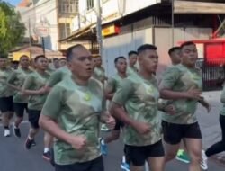 Dandenpom XIV/4 Makassar Pimpin Langsung Olahraga dan Bersih Markas, Jaga Kebugaran dan Soliditas Prajurit